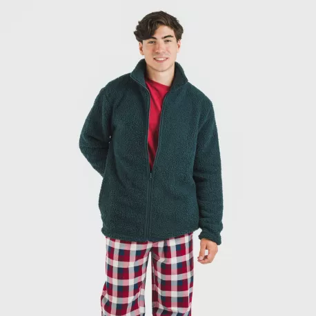 Casaco sherpa homem lisa roupa-para-estar-por-casa