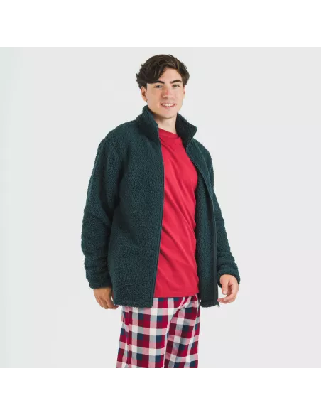 Casaco sherpa homem lisa roupa-para-estar-por-casa
