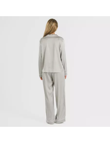 Pijama comprido mulher Saten Friday liso roupa-para-estar-por-casa