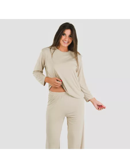 Pijama comprido viscosa mulher liso pijamas-compridos-de-mulher