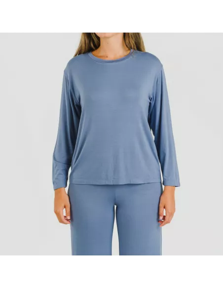 Pijama comprido viscosa mulher liso pijamas-compridos-de-mulher