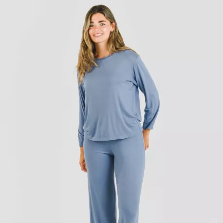 Pijama comprido viscosa mulher liso pijamas-compridos-de-mulher