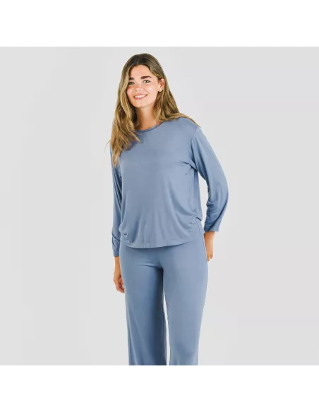 Pijama comprido viscosa mulher liso pijamas-compridos-de-mulher