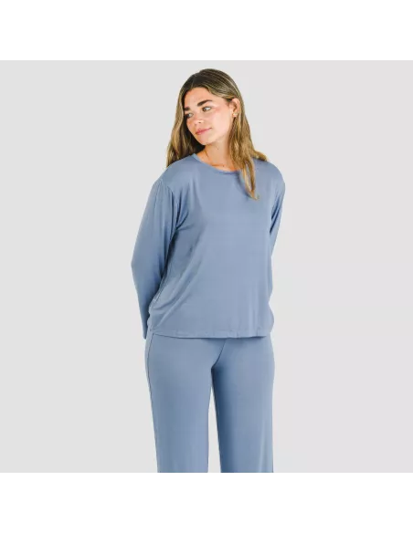 Pijama comprido viscosa mulher liso pijamas-compridos-de-mulher