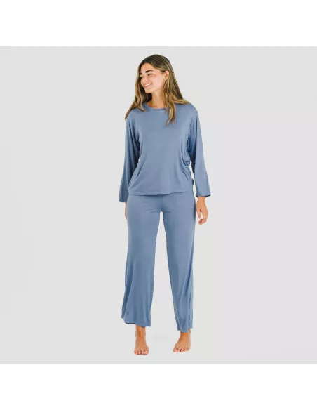 Pijama comprido viscosa mulher liso pijamas-compridos-de-mulher
