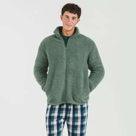 Casaco sherpa homem lisa roupa-para-estar-por-casa