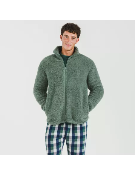 Casaco sherpa homem lisa roupa-para-estar-por-casa