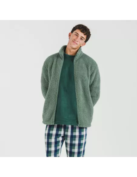 Casaco sherpa homem lisa roupa-para-estar-por-casa
