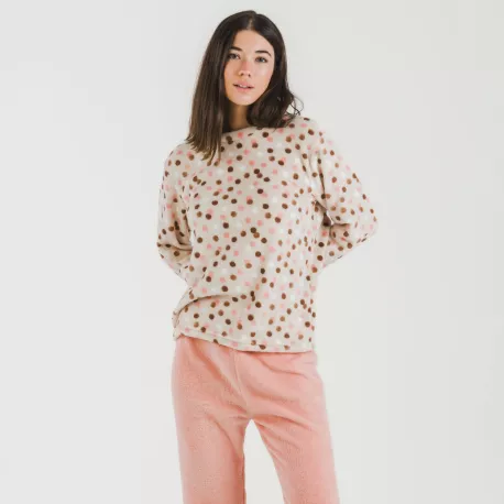Pijama coral Janice pêssego pijama-inverno-mulher