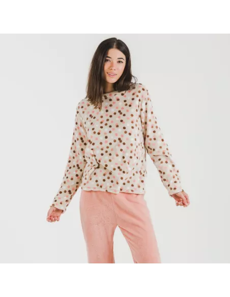 Pijama coral Janice pêssego pijama-inverno-mulher