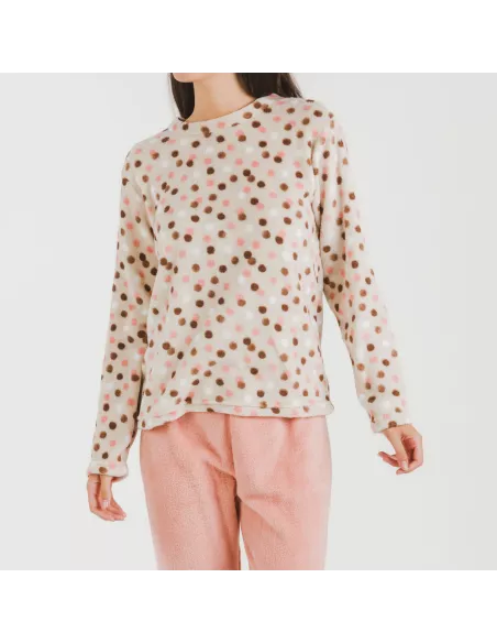 Pijama coral Janice pêssego pijama-inverno-mulher