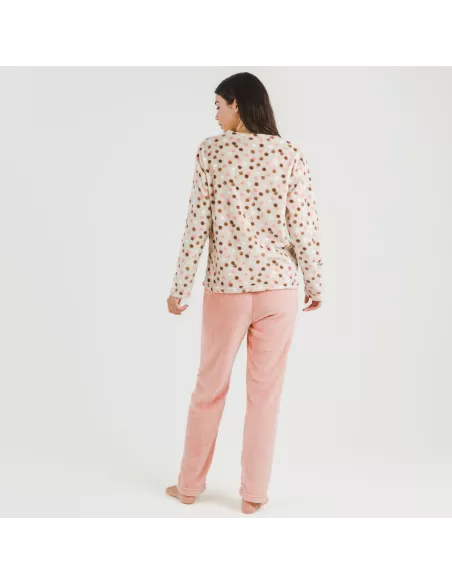 Pijama coral Janice pêssego pijama-inverno-mulher