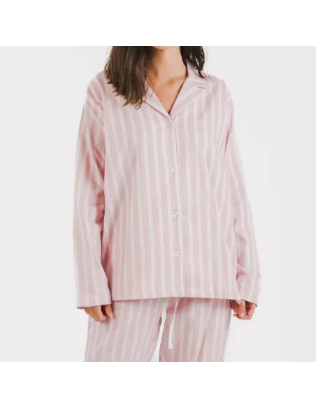 Pijama Flanela com lapela mulher Raya Marsella rosa pijama-inverno-mulher