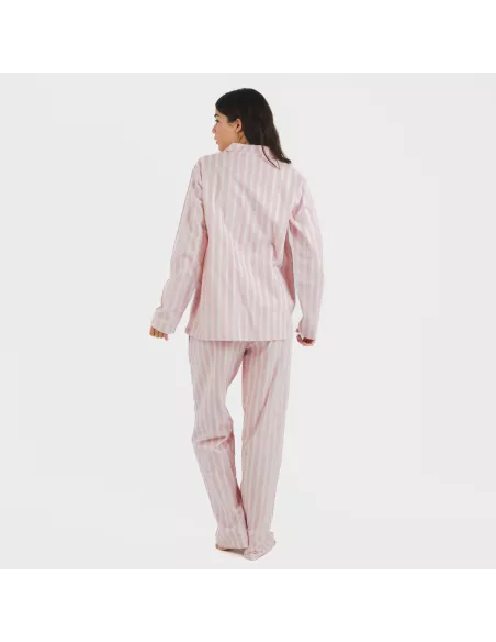 Pijama Flanela com lapela mulher Raya Marsella rosa pijama-inverno-mulher