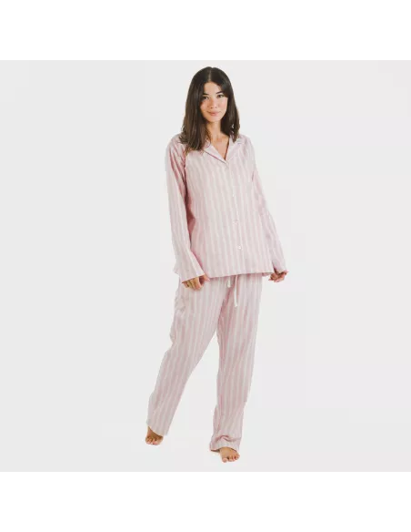 Pijama Flanela com lapela mulher Raya Marsella rosa pijama-inverno-mulher