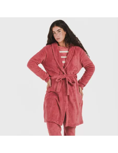 Roupão coral liso roupa-para-estar-por-casa