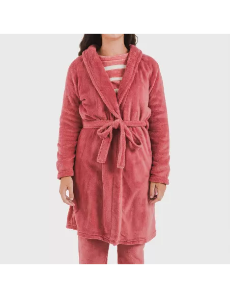 Roupão coral liso roupa-para-estar-por-casa