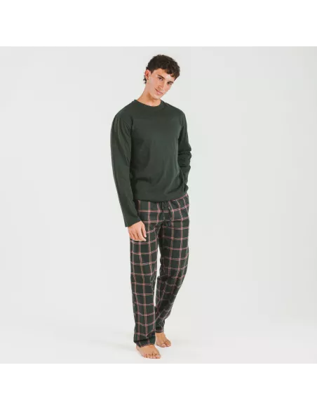 Pijama homem flanela Cuadro Nelby verde caça pijamas-compridos-homem