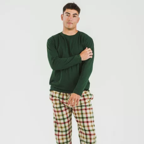 Pijama homem flanela Cuadro Delio verde pijamas-compridos-homem