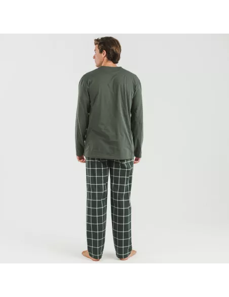 Pijama homem flanela Cuadro Andino verde caça pijamas-compridos-homem
