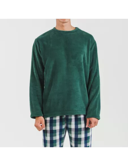 Pijama coral homem Cuadro Ferni  verde pijamas-compridos-homem