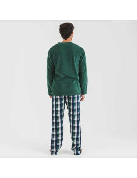 Pijama coral homem Cuadro Ferni  verde pijamas-compridos-homem