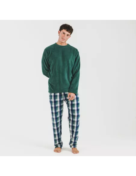 Pijama coral homem Cuadro Ferni  verde pijamas-compridos-homem