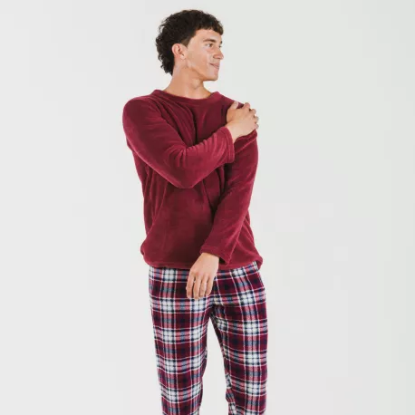 Pijama coral homem Cuadro Dido bordeaux pijamas-compridos-homem