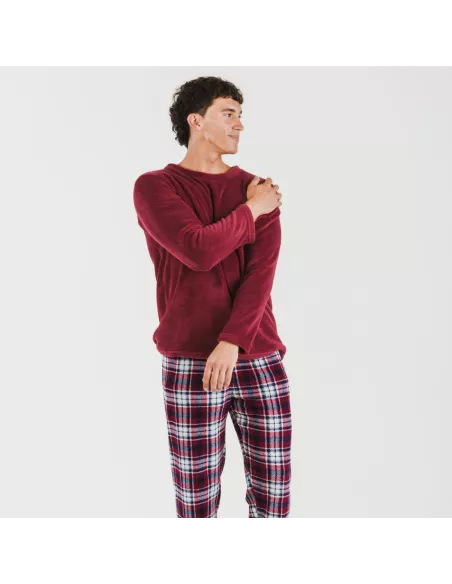 Pijama coral homem Cuadro Dido bordeaux pijamas-compridos-homem