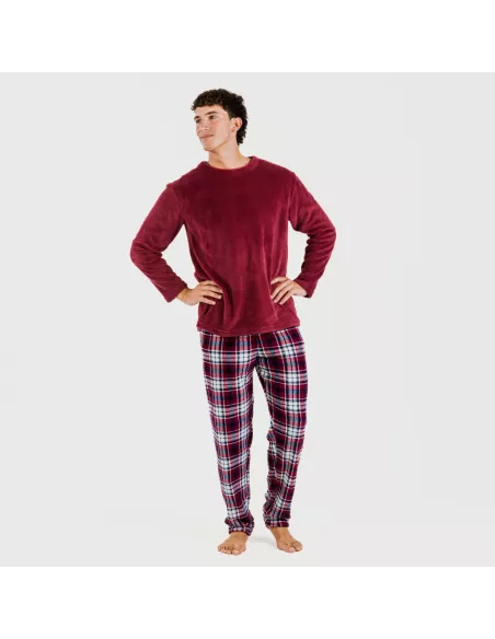 Pijama coral homem Cuadro Dido bordeaux pijamas-compridos-homem