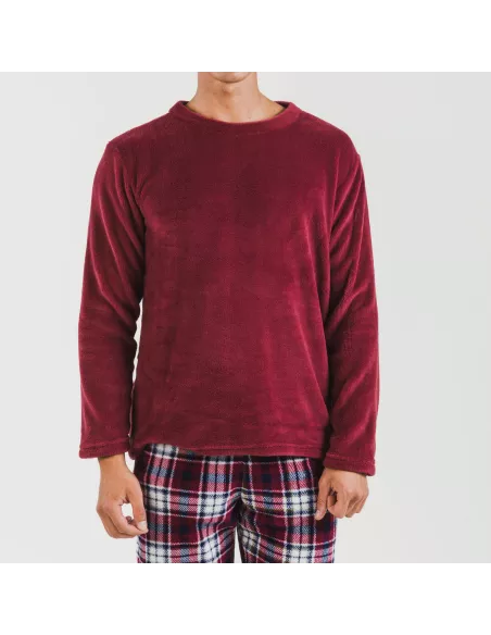Pijama coral homem Cuadro Dido bordeaux pijamas-compridos-homem