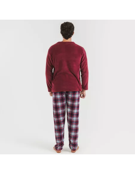 Pijama coral homem Cuadro Dido bordeaux pijamas-compridos-homem