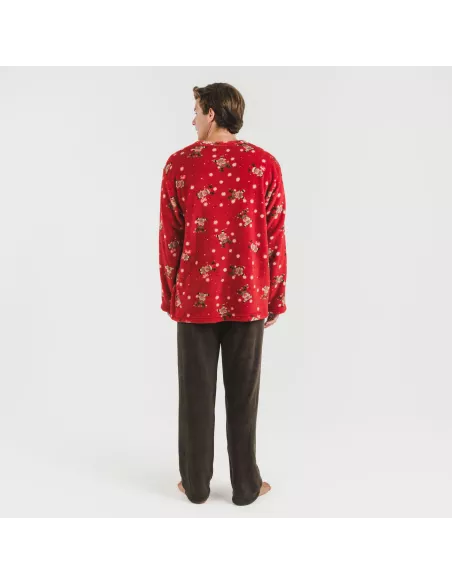 Pijama coral homem Rodolfo vermelho pijamas-compridos-homem