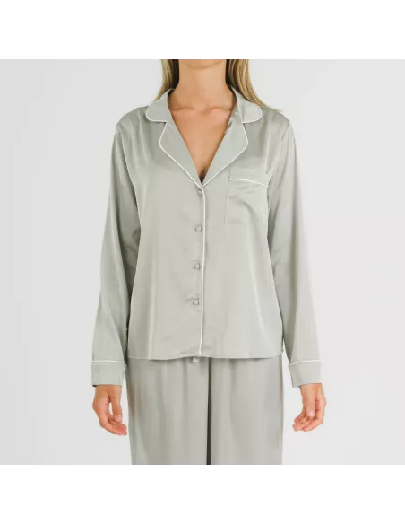 Pijama comprido mulher Saten Friday liso roupa-para-estar-por-casa