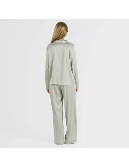 Pijama comprido mulher Saten Friday liso roupa-para-estar-por-casa
