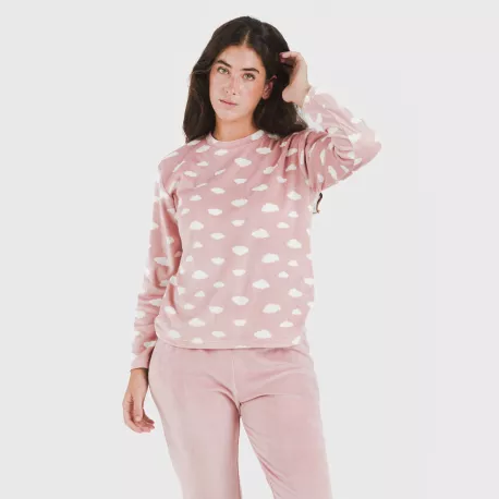 Pijama veludo Nubecita rosa palo pijama-inverno-mulher