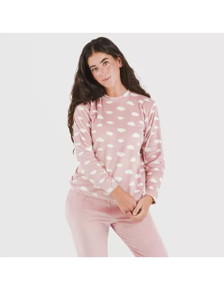 Pijama veludo Nubecita rosa palo pijama-inverno-mulher