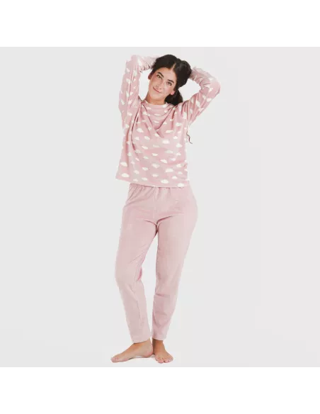 Pijama veludo Nubecita rosa palo pijama-inverno-mulher