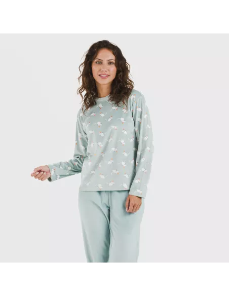 Pijama veludo Seasonal água marinha pijama-inverno-mulher
