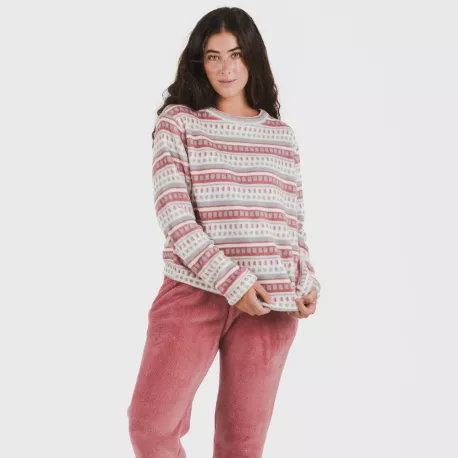 Pijama coral Giulia malva rosa pijama-inverno-mulher