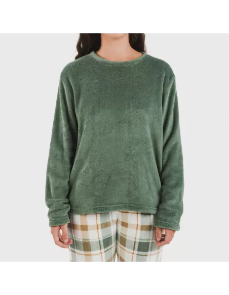Pijama coral Cuadro Noric verde pijama-inverno-mulher