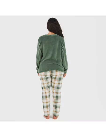Pijama coral Cuadro Noric verde pijama-inverno-mulher