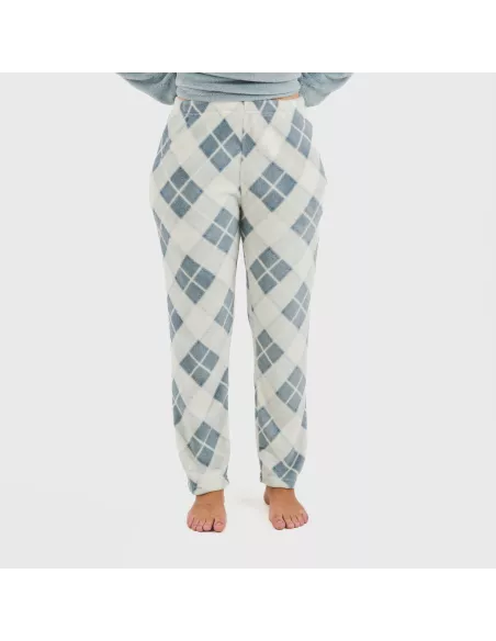 Pijama coral Cuadro Guima azul indigo pijama-inverno-mulher