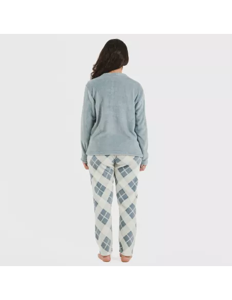 Pijama coral Cuadro Guima azul indigo pijama-inverno-mulher
