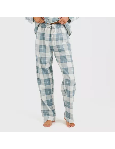 Pijama flanela com lapela mulher Cuadro Guima azul indigo pijama-inverno-mulher