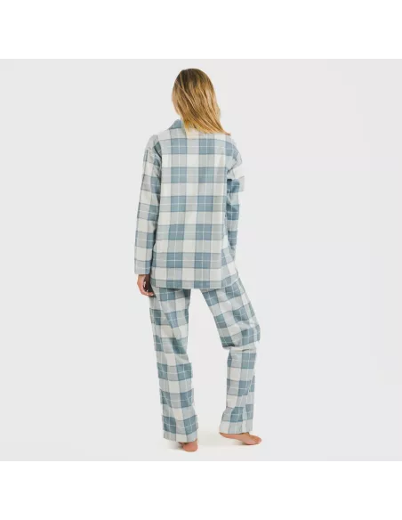Pijama flanela com lapela mulher Cuadro Guima azul indigo pijama-inverno-mulher
