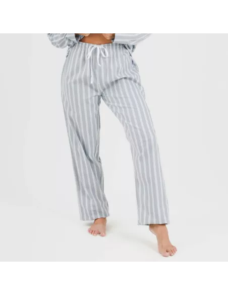 Pijama flanela com lapela mulhe Raya Marsella azul indigo pijama-inverno-mulher