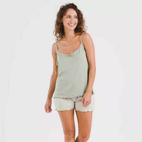 Pijama alças mulher soft Raya Leia verde caça pijamas-curtos-mulher