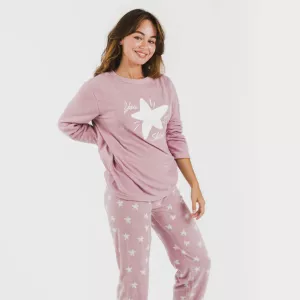 Pijama polar Iconic malva rosa 2
