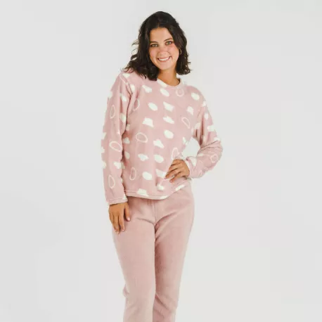 Pijama coral Papiro rosa pijama-inverno-mulher